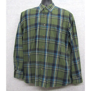 Bit&Bridle Shirt Mens Large Green Plaid Long Sleeve Pocket Cotton